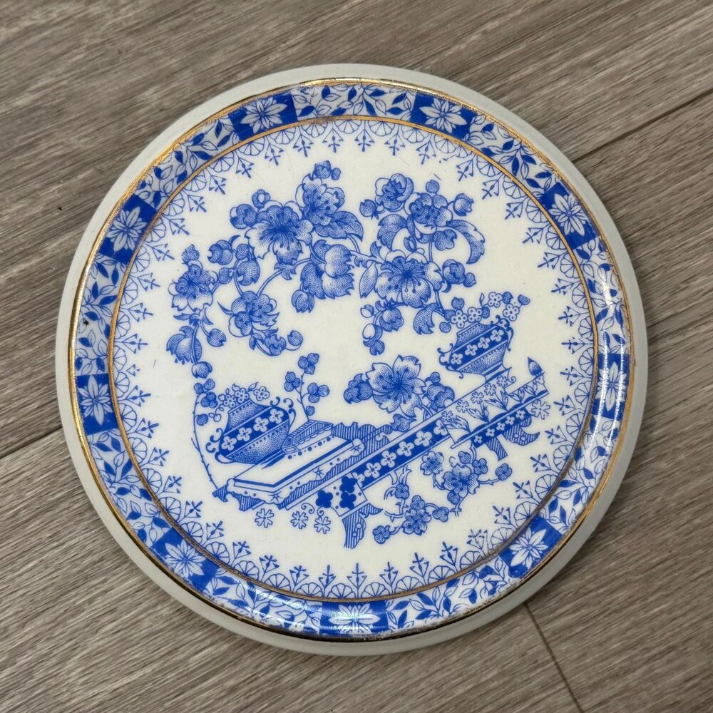 Vintage Blau China Germany Plate  Blue White Floral Porcelain Art